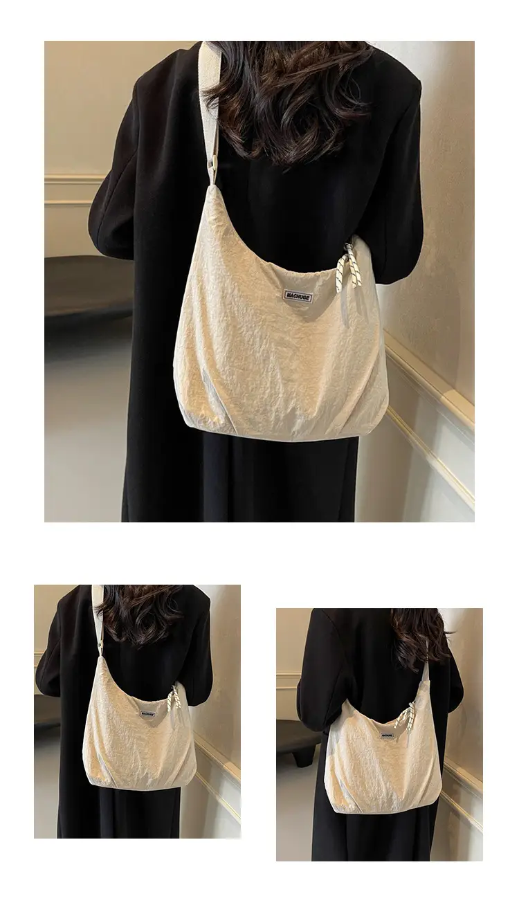 Women's Black Nylon Shoulder Tote Bag Water Repellent Large Capacity — feature 11