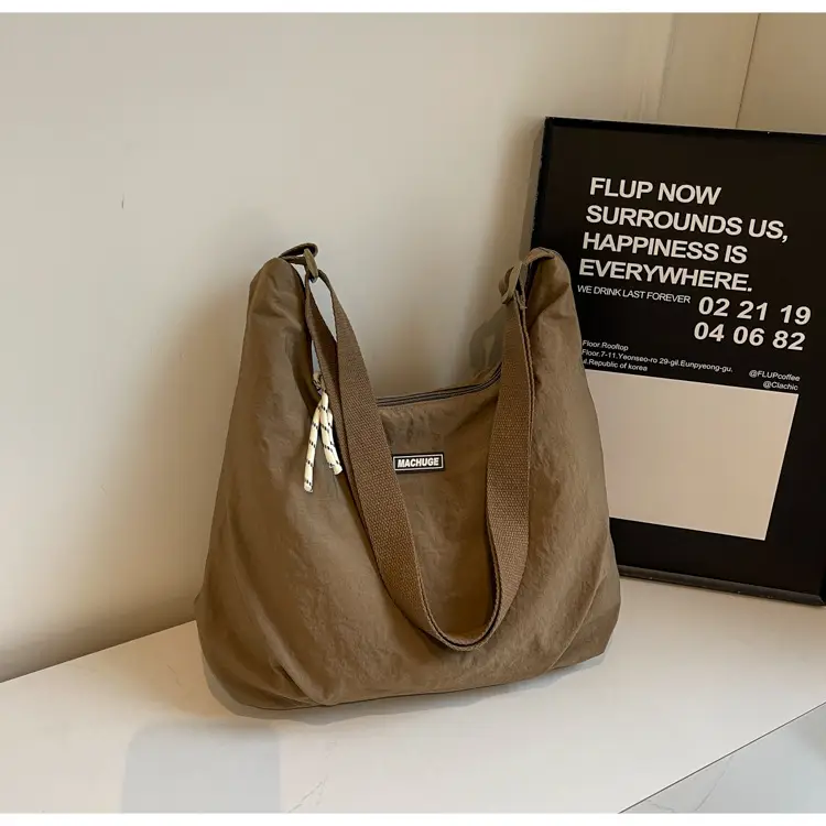 Women's Black Nylon Shoulder Tote Bag Water Repellent Large Capacity — feature 14