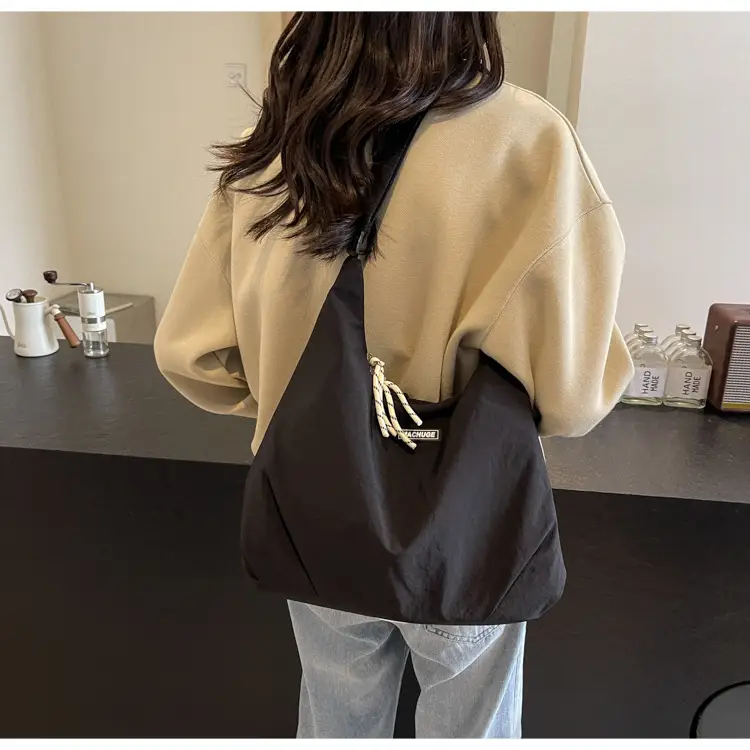 Women's Black Nylon Shoulder Tote Bag Water Repellent Large Capacity — feature 26