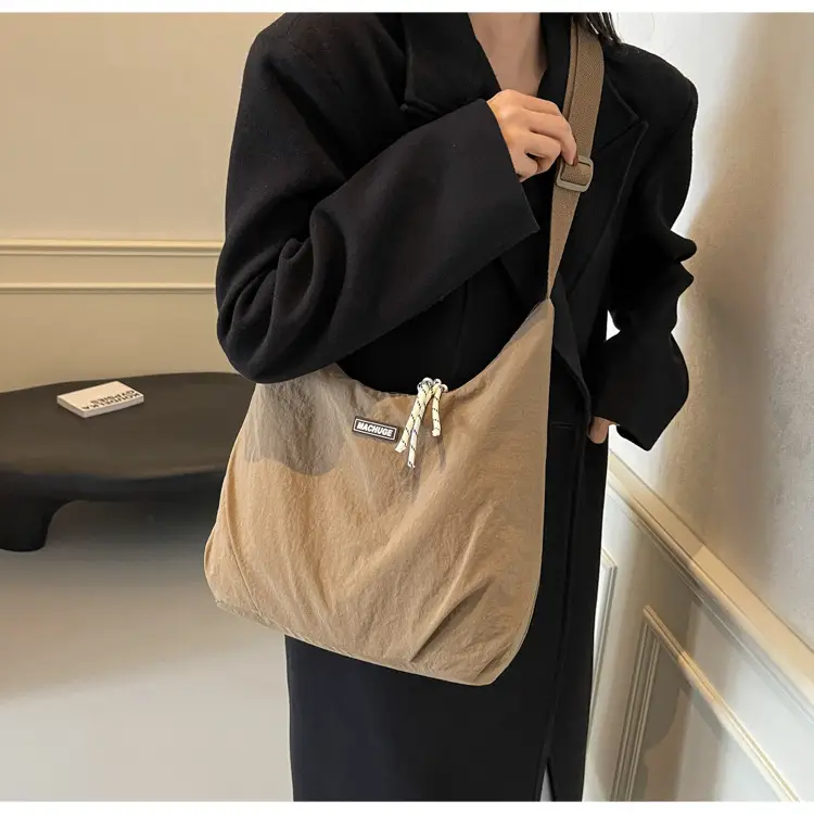 Women's Black Nylon Shoulder Tote Bag Water Repellent Large Capacity — feature 32