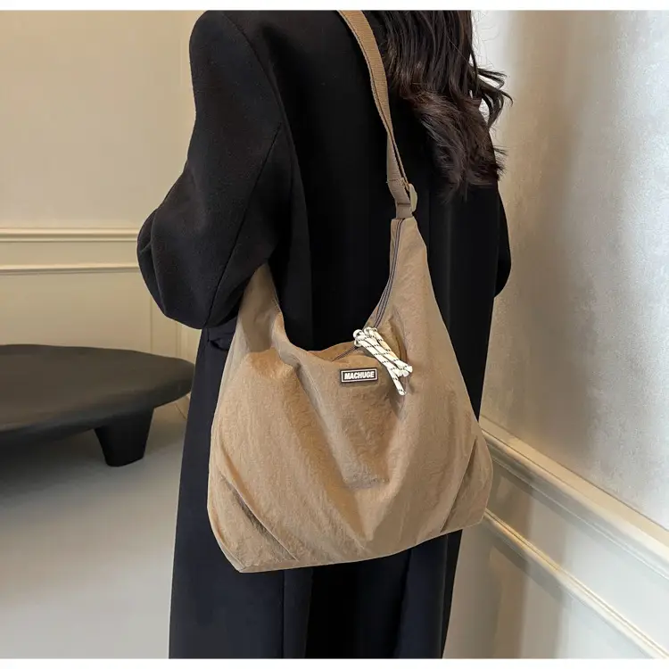 Women's Black Nylon Shoulder Tote Bag Water Repellent Large Capacity — feature 34