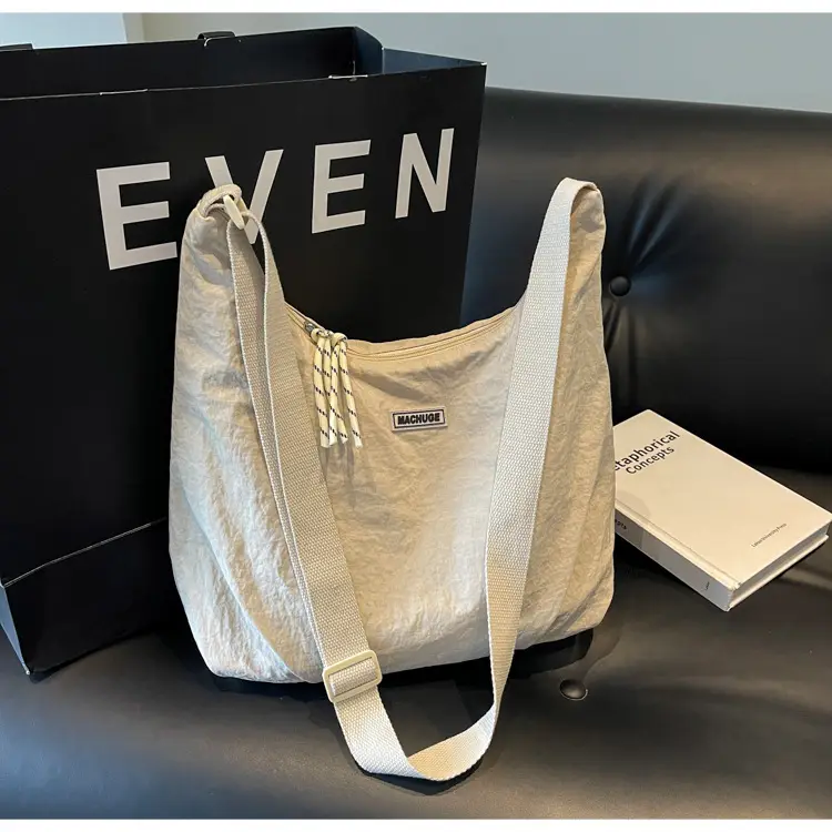 Women's Black Nylon Shoulder Tote Bag Water Repellent Large Capacity — feature 35