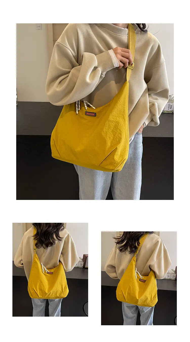 Women's Black Nylon Shoulder Tote Bag Water Repellent Large Capacity — feature 9