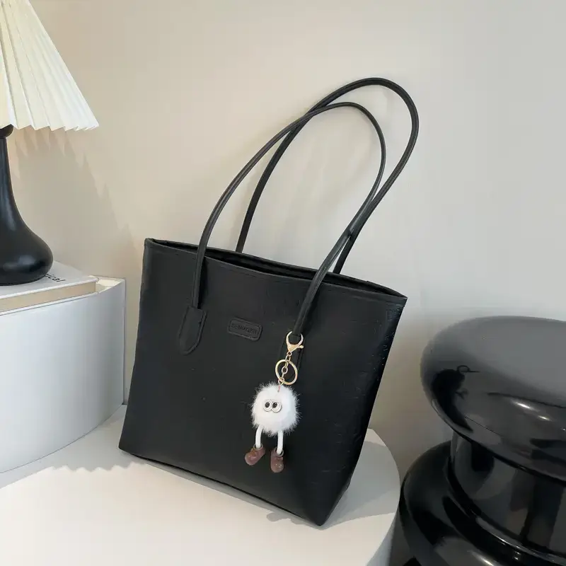 Korean Style Cream Shoulder Bag with Doll Decor - Image 8