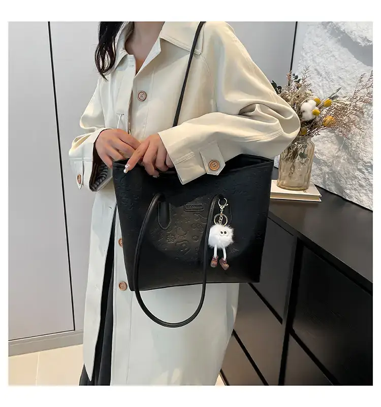 Korean Style Cream Shoulder Bag with Doll Decor — feature 10