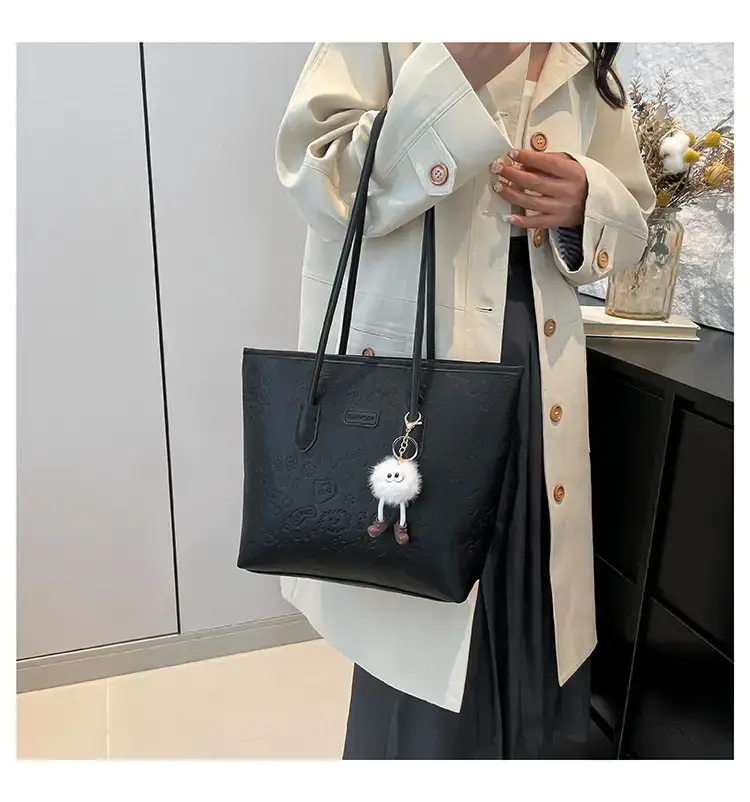 Korean Style Cream Shoulder Bag with Doll Decor — feature 11