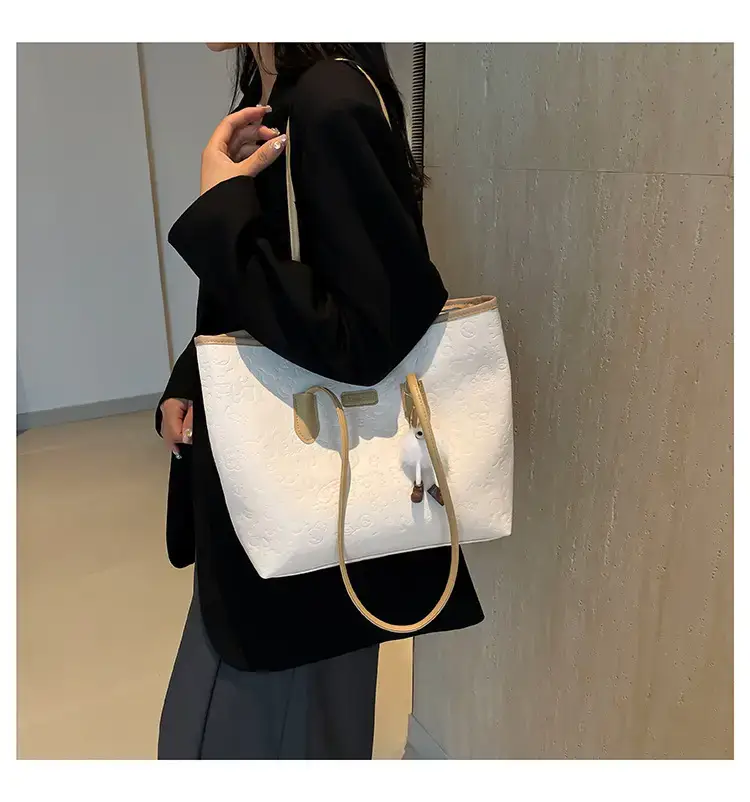 Korean Style Cream Shoulder Bag with Doll Decor — feature 14
