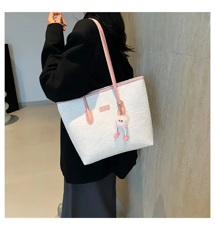 Korean Style Cream Shoulder Bag with Doll Decor — feature 16