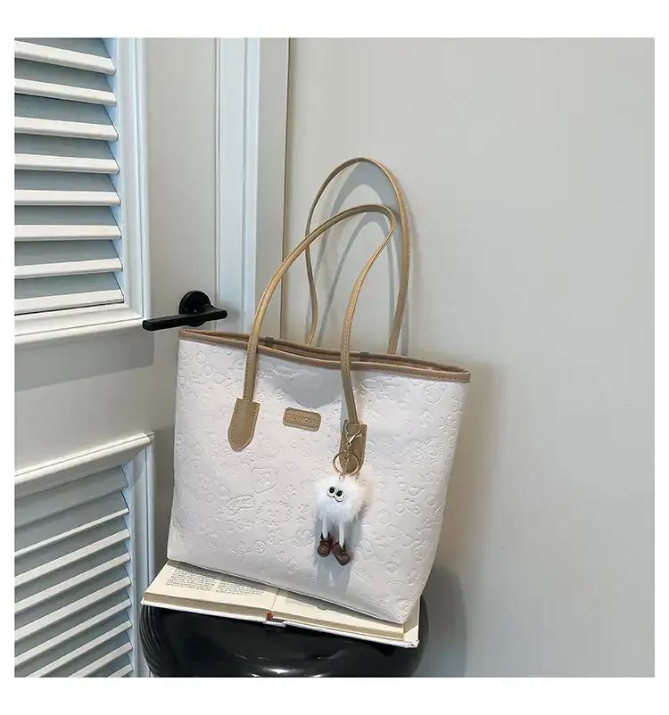 Korean Style Cream Shoulder Bag with Doll Decor — feature 18
