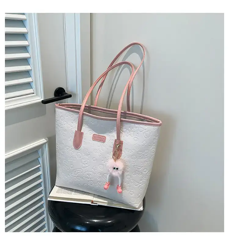 Korean Style Cream Shoulder Bag with Doll Decor — feature 19
