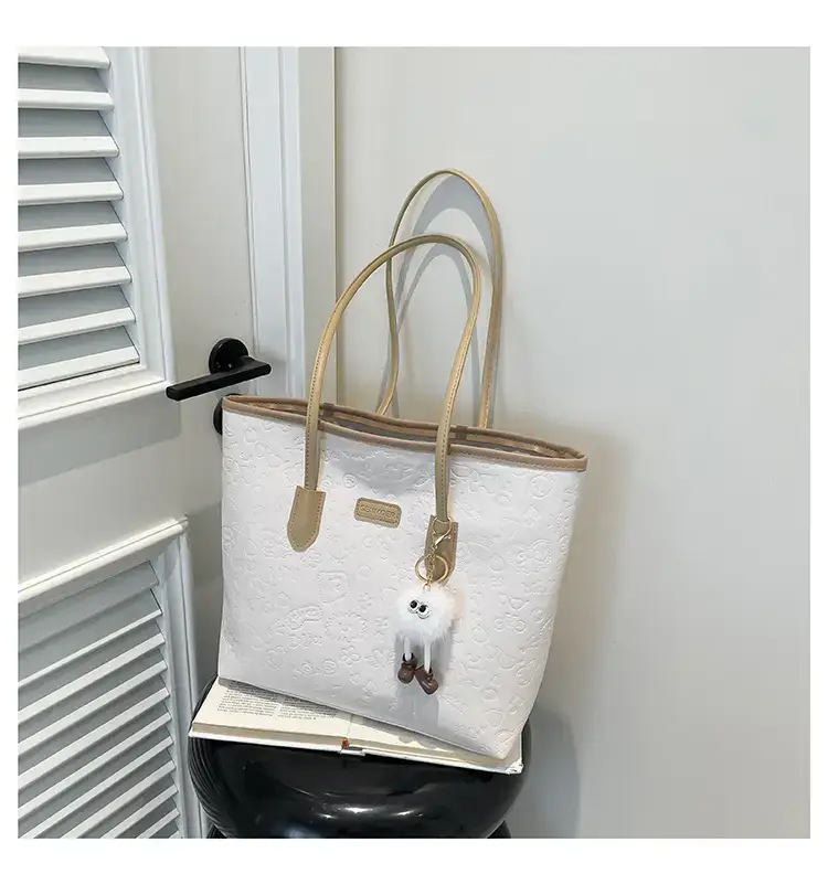 Korean Style Cream Shoulder Bag with Doll Decor — feature 20