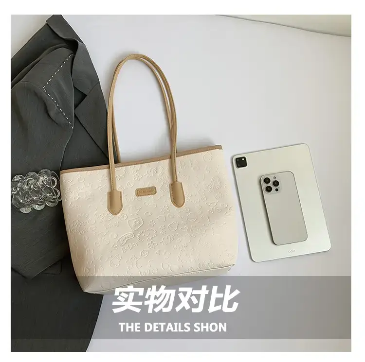Korean Style Cream Shoulder Bag with Doll Decor — feature 5