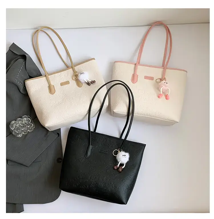 Korean Style Cream Shoulder Bag with Doll Decor — feature 7