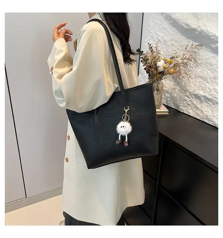 Korean Style Cream Shoulder Bag with Doll Decor — feature 9