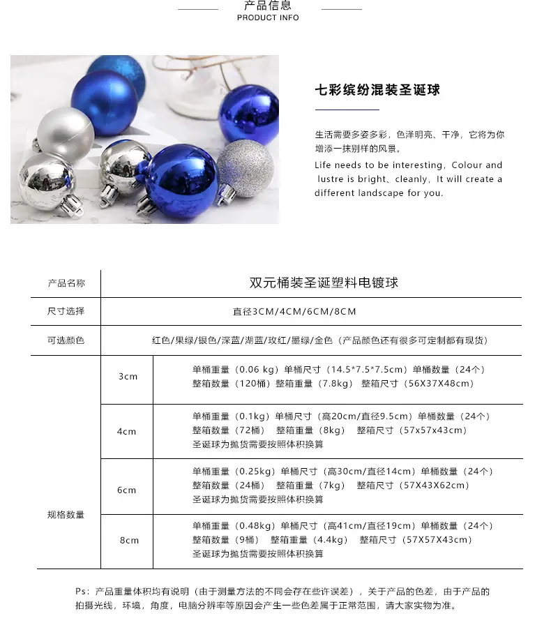 Blue Metallic Christmas Balls 3/4/6/824 Plated — feature 3