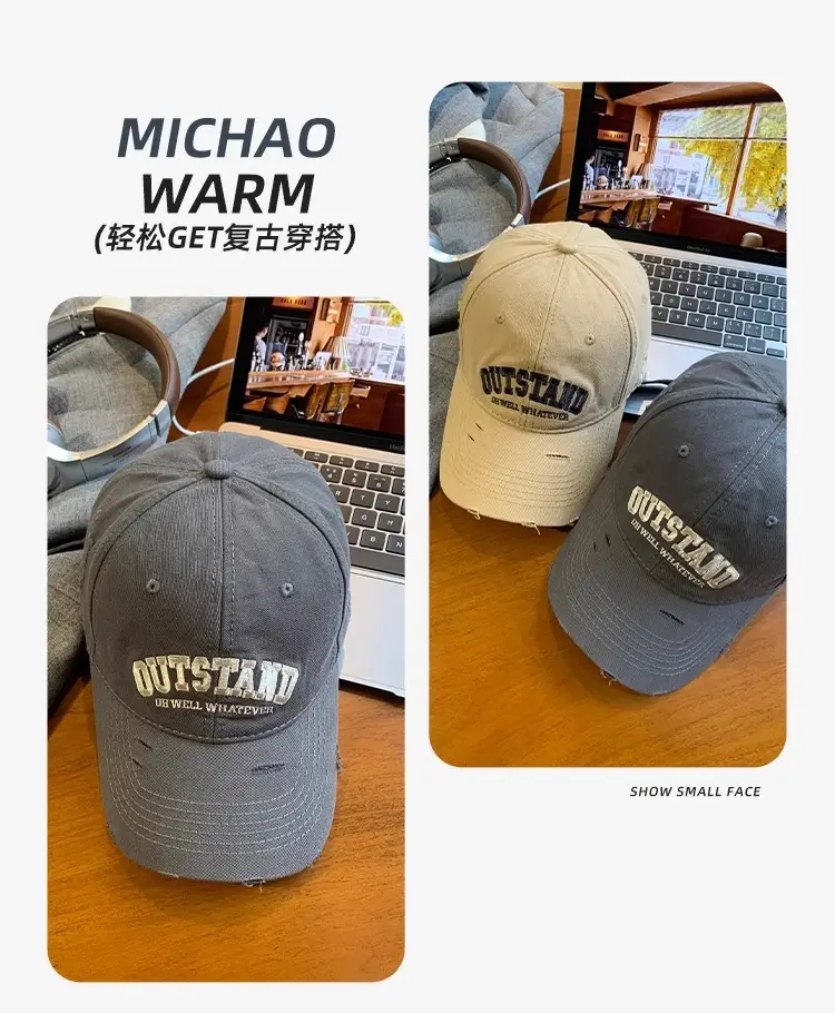 Men Black Retro Baseball Cap Wide Brim 2024 — feature 10