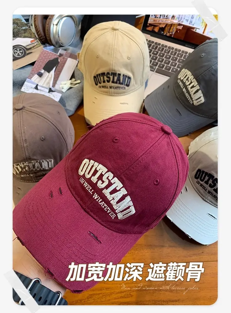 Men Black Retro Baseball Cap Wide Brim 2024 — feature 3
