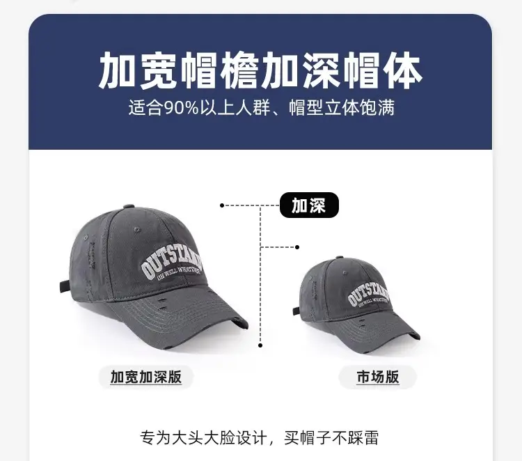 Men Black Retro Baseball Cap Wide Brim 2024 — feature 4