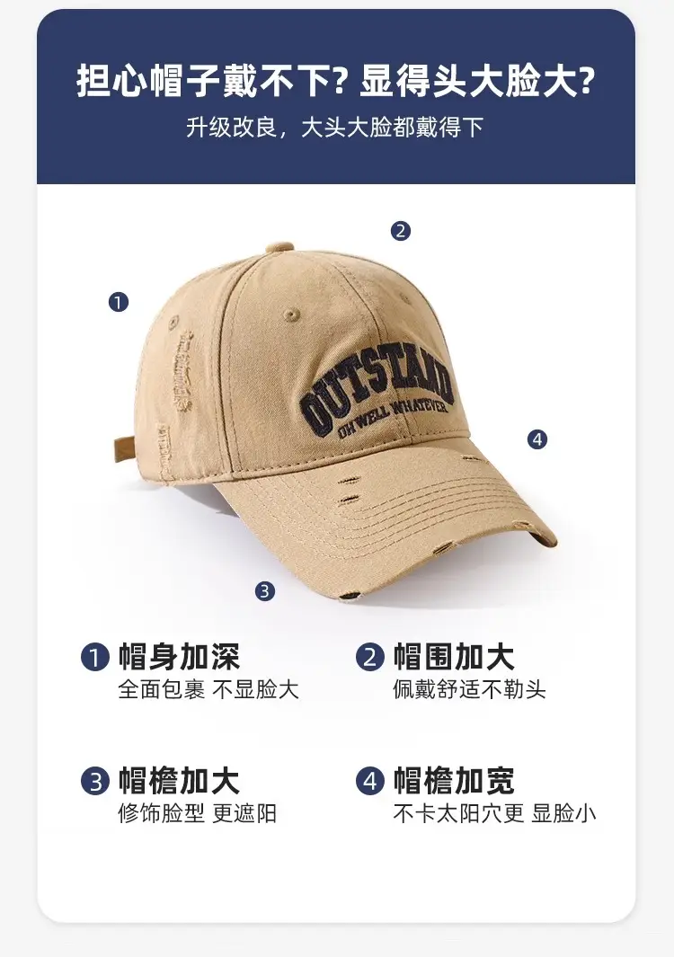 Men Black Retro Baseball Cap Wide Brim 2024 — feature 6