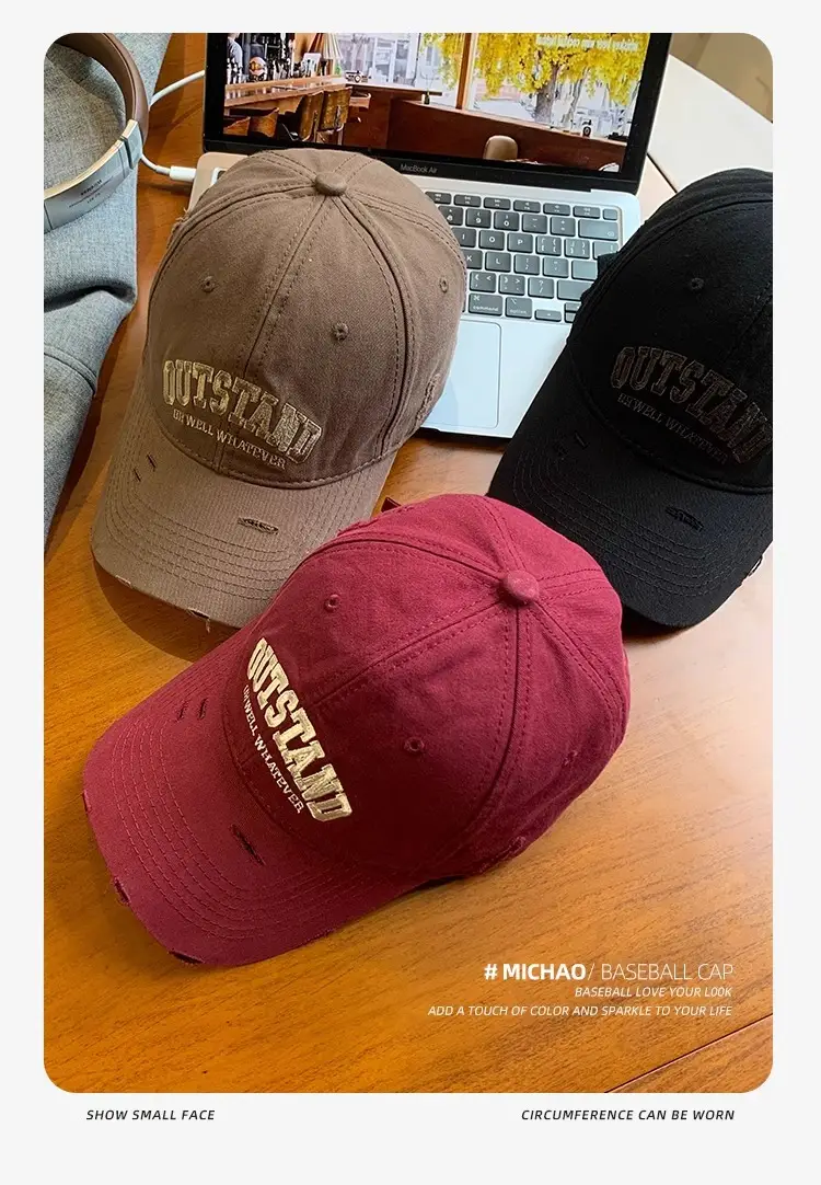 Men Black Retro Baseball Cap Wide Brim 2024 — feature 9