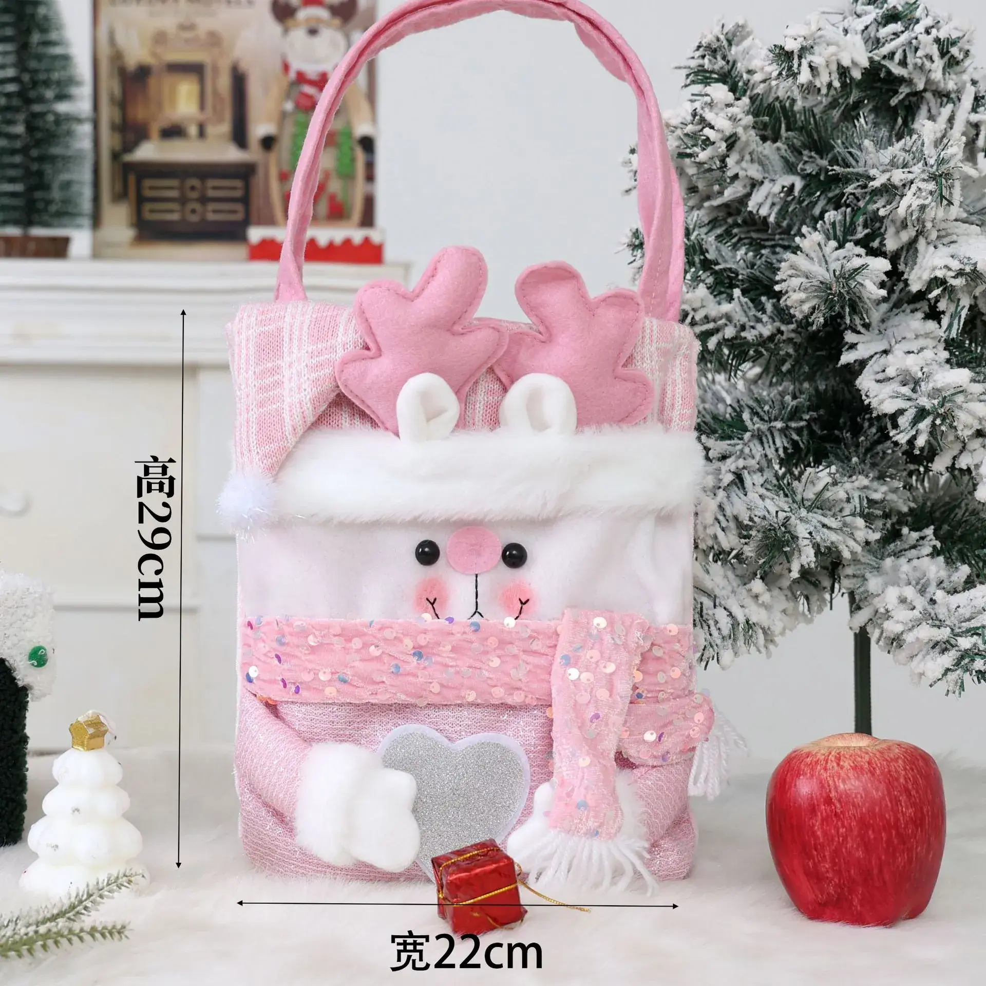 Christmas Apple Gift Bag with Moose Design - Image 6