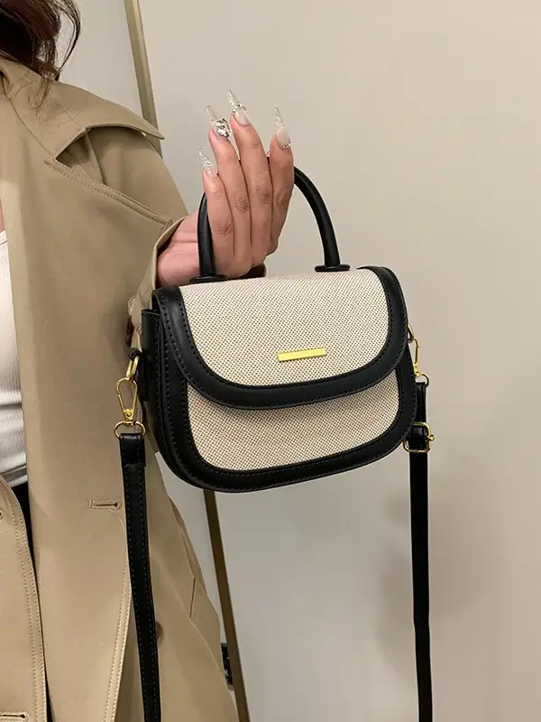 Women Saddle Bag Saddle Crossbody 2026 Retro Color Blocking - Image 6