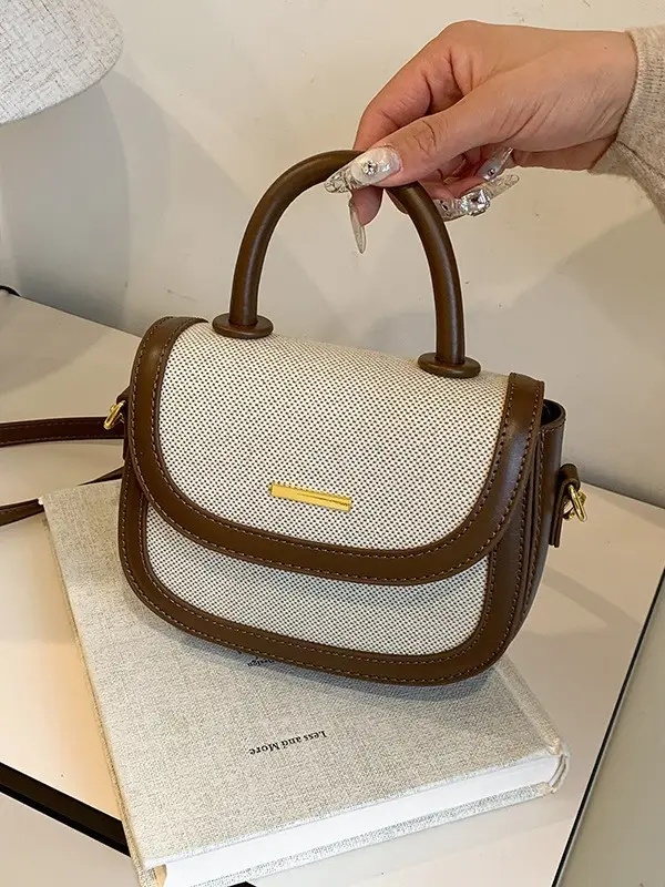 Women Saddle Bag Saddle Crossbody 2026 Retro Color Blocking - Image 7