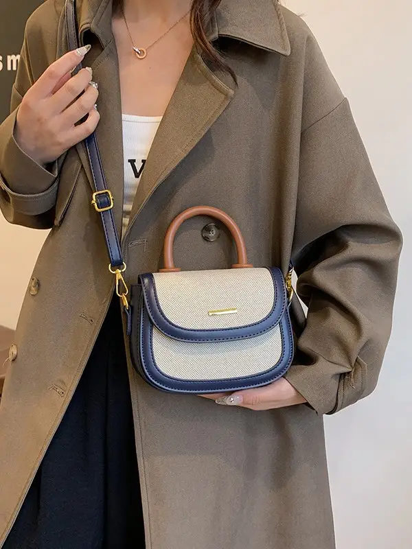 Women Saddle Bag Saddle Crossbody 2026 Retro Color Blocking - Image 8