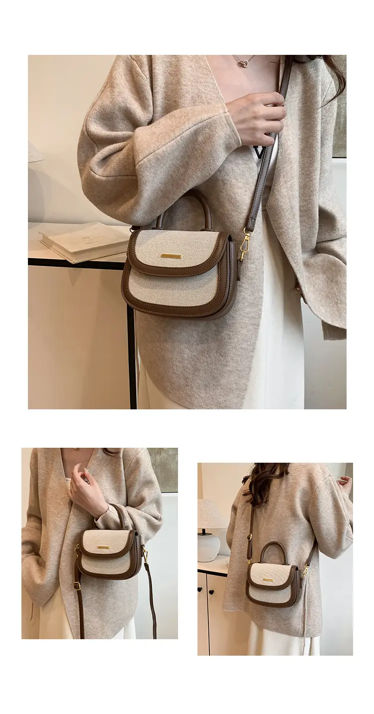 Women Saddle Bag Saddle Crossbody 2026 Retro Color Blocking — feature 14