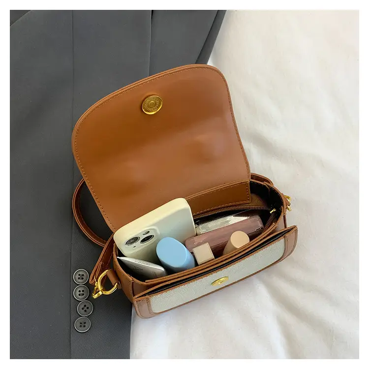 Women Saddle Bag Saddle Crossbody 2026 Retro Color Blocking — feature 4