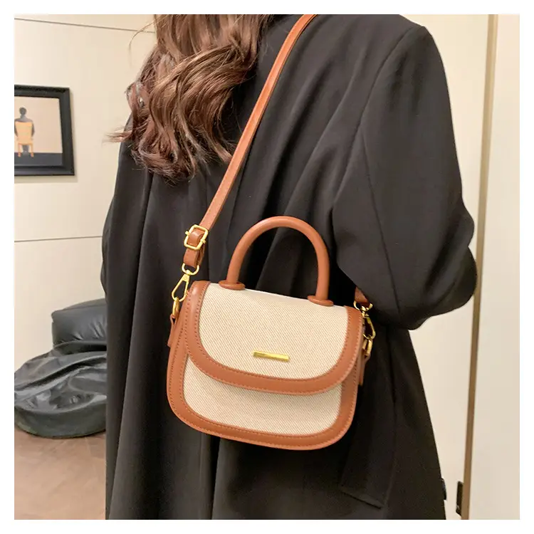 Women Saddle Bag Saddle Crossbody 2026 Retro Color Blocking - Image 2
