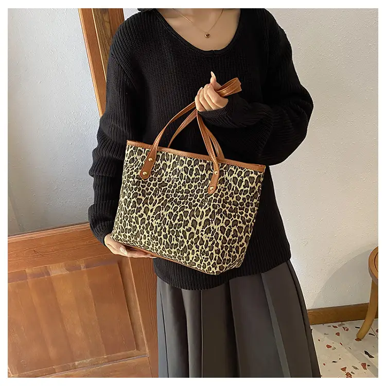 Women's Leopard Print Tote Bag Pink Handle 2024 — feature 18