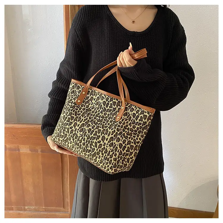 Women's Leopard Print Tote Bag Pink Handle 2024 — feature 19