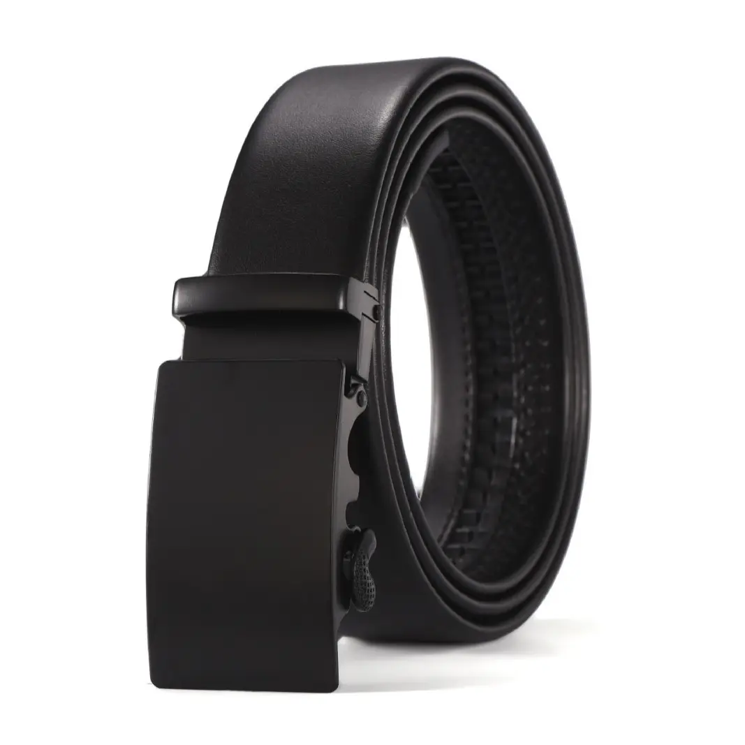 Men's Black Two-Layer Cowhide Belt with Sheepskin Texture - Image 12