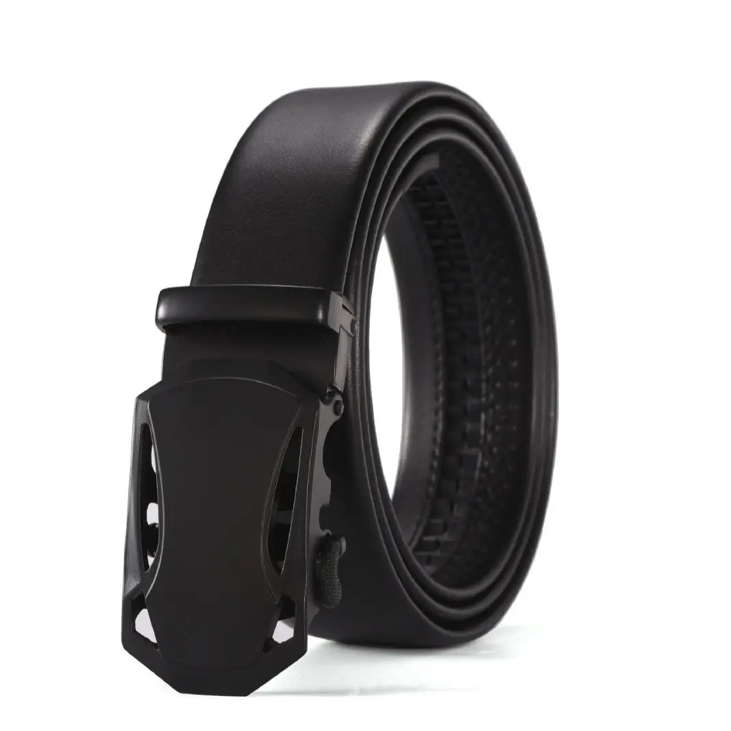 Men's Black Two-Layer Cowhide Belt with Sheepskin Texture - Image 13