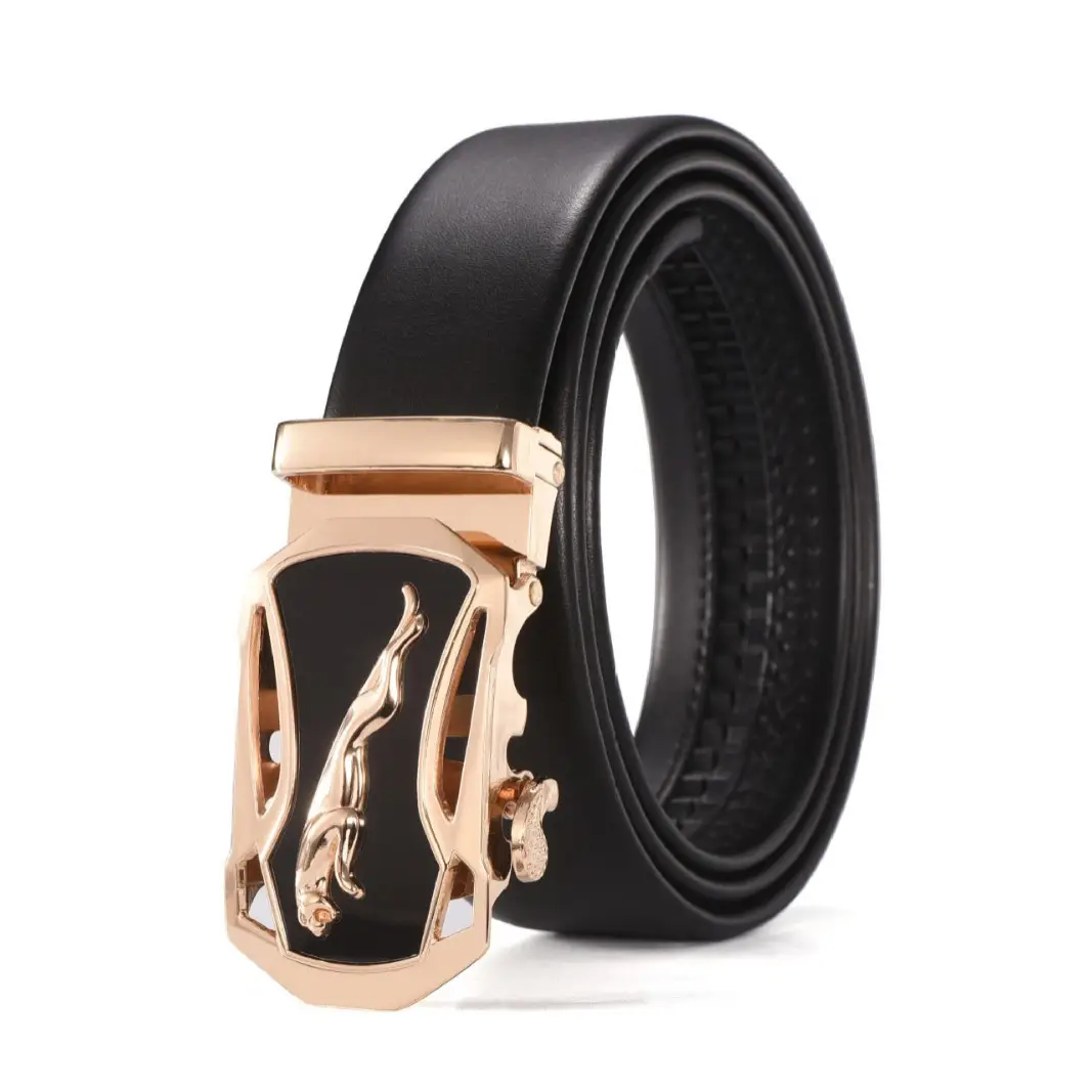 Men's Black Two-Layer Cowhide Belt with Sheepskin Texture - Image 15