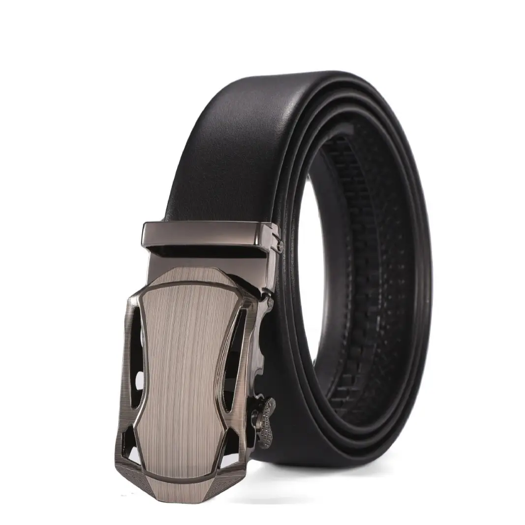 Men's Black Two-Layer Cowhide Belt with Sheepskin Texture - Image 16