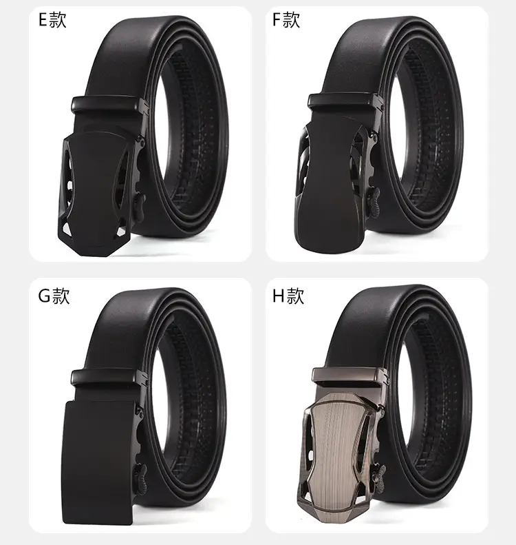 Men's Black Two-Layer Cowhide Belt with Sheepskin Texture — feature 10