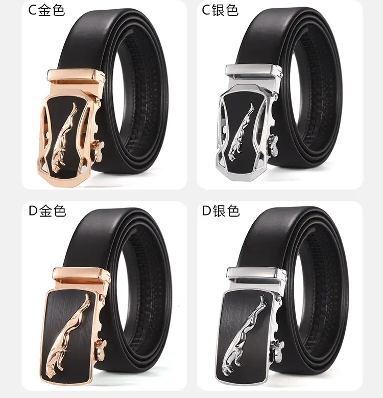 Men's Black Two-Layer Cowhide Belt with Sheepskin Texture — feature 9