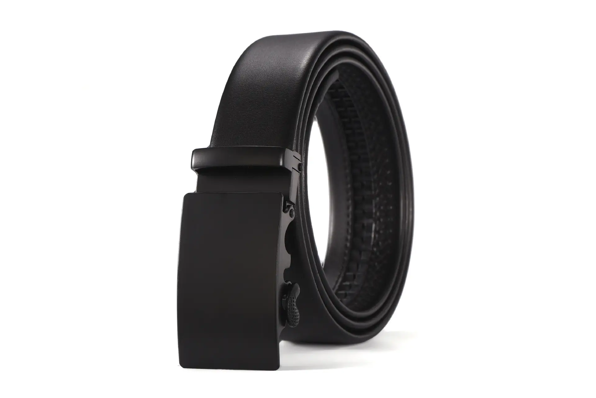 Men's Black Two-Layer Cowhide Belt with Sheepskin Texture - Image 11