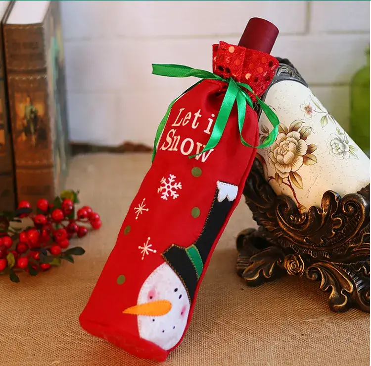 Christmas Wine Bottle Bags with Snowman & Santa Design — feature 10