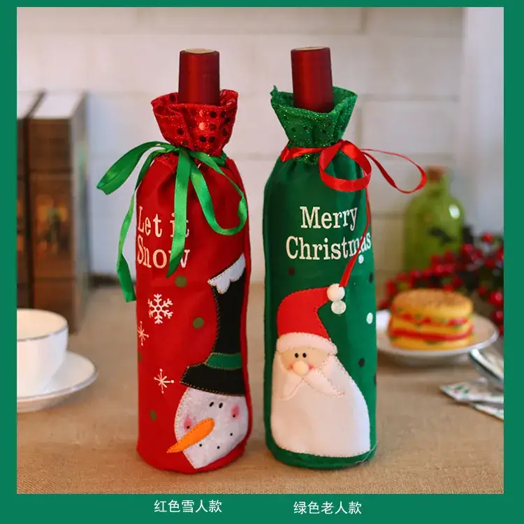 Christmas Wine Bottle Bags with Snowman & Santa Design — feature 11