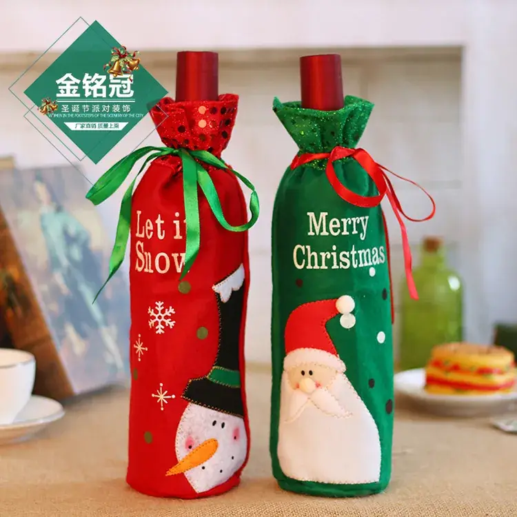 Christmas Wine Bottle Bags with Snowman & Santa Design — feature 12