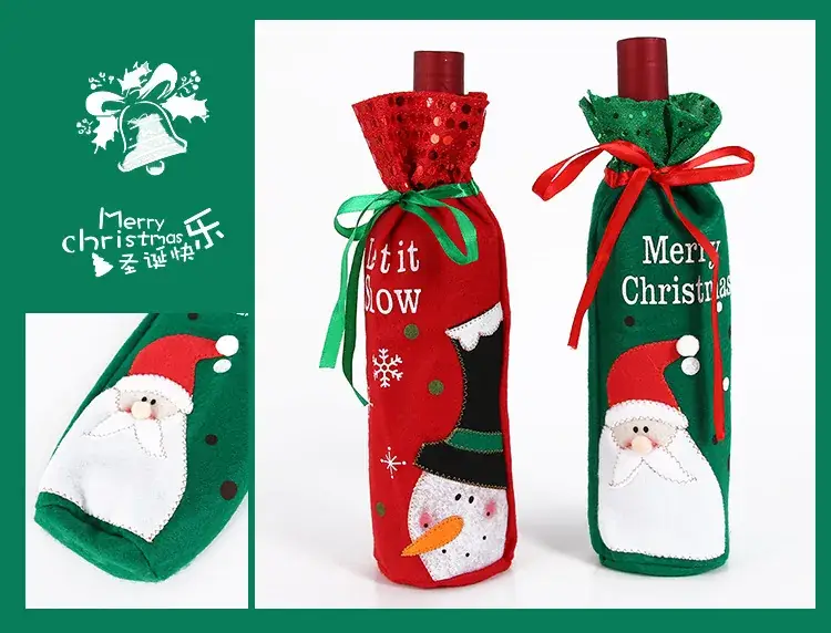 Christmas Wine Bottle Bags with Snowman & Santa Design — feature 7