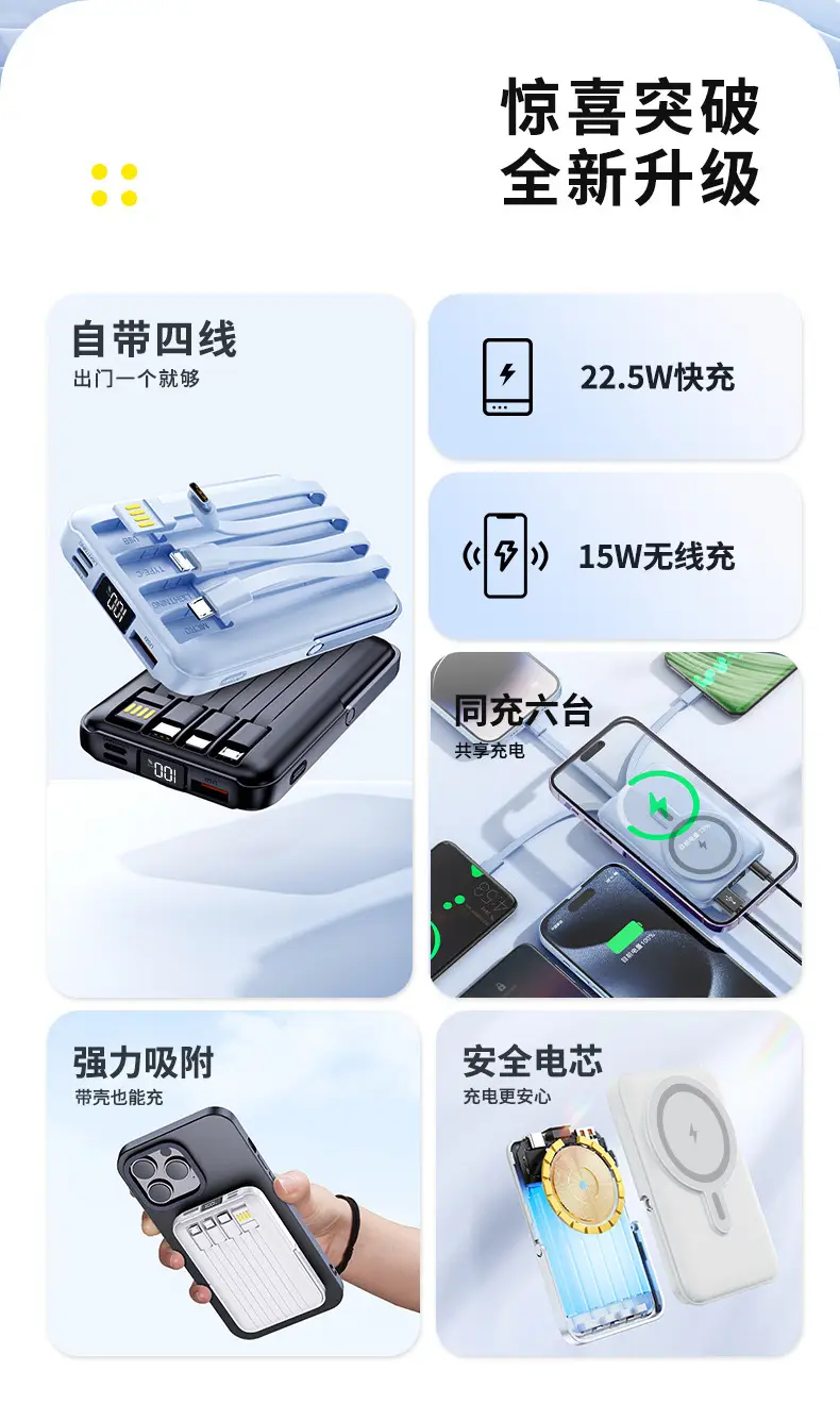 Magnetic Power Bank Holder Magsafe Comes with Cable Mobile Phone Wireless Fast Charging 22.5W Mobile Power Supply Wholesale Flash Charging — feature 2
