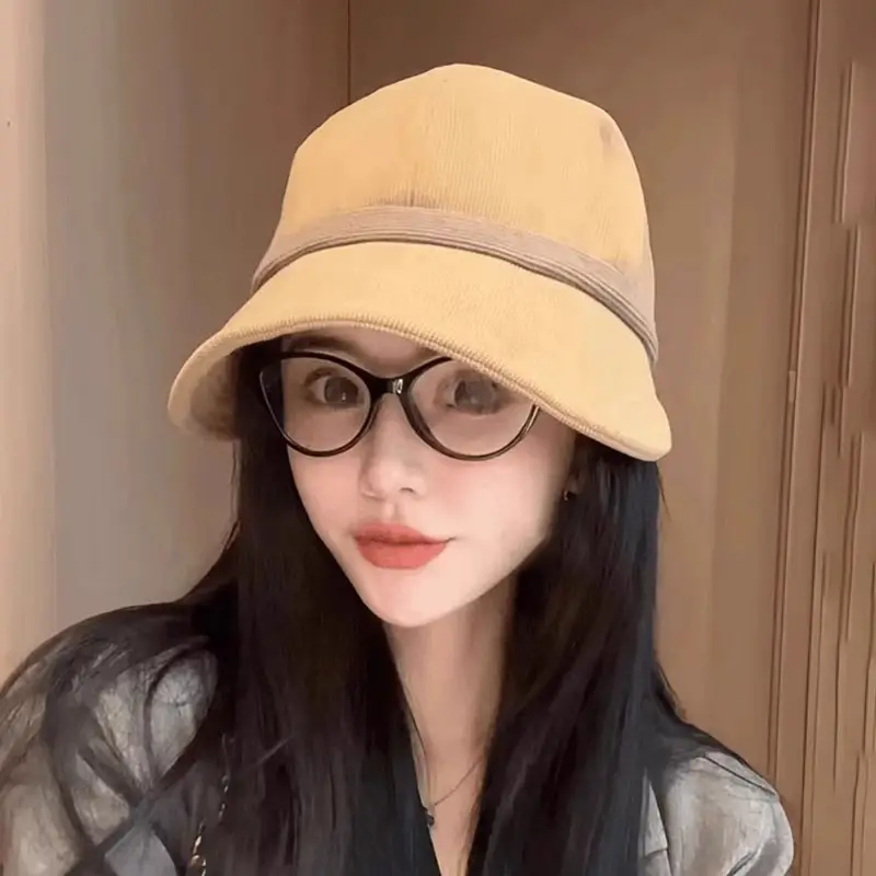Women's Beige Cap with Glasses Autumn Winter Casual Hat - Image 7