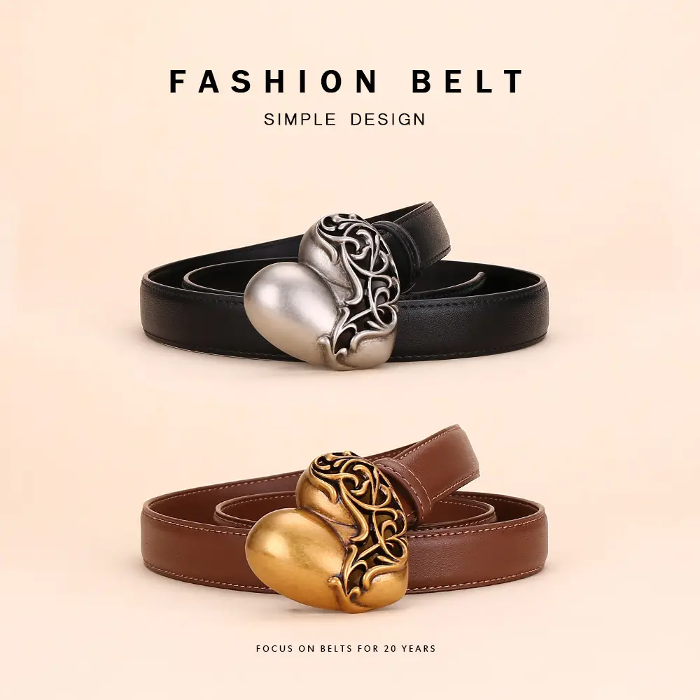 Women's Cowhide Belt with Silver Buckle 24cm - Image 5