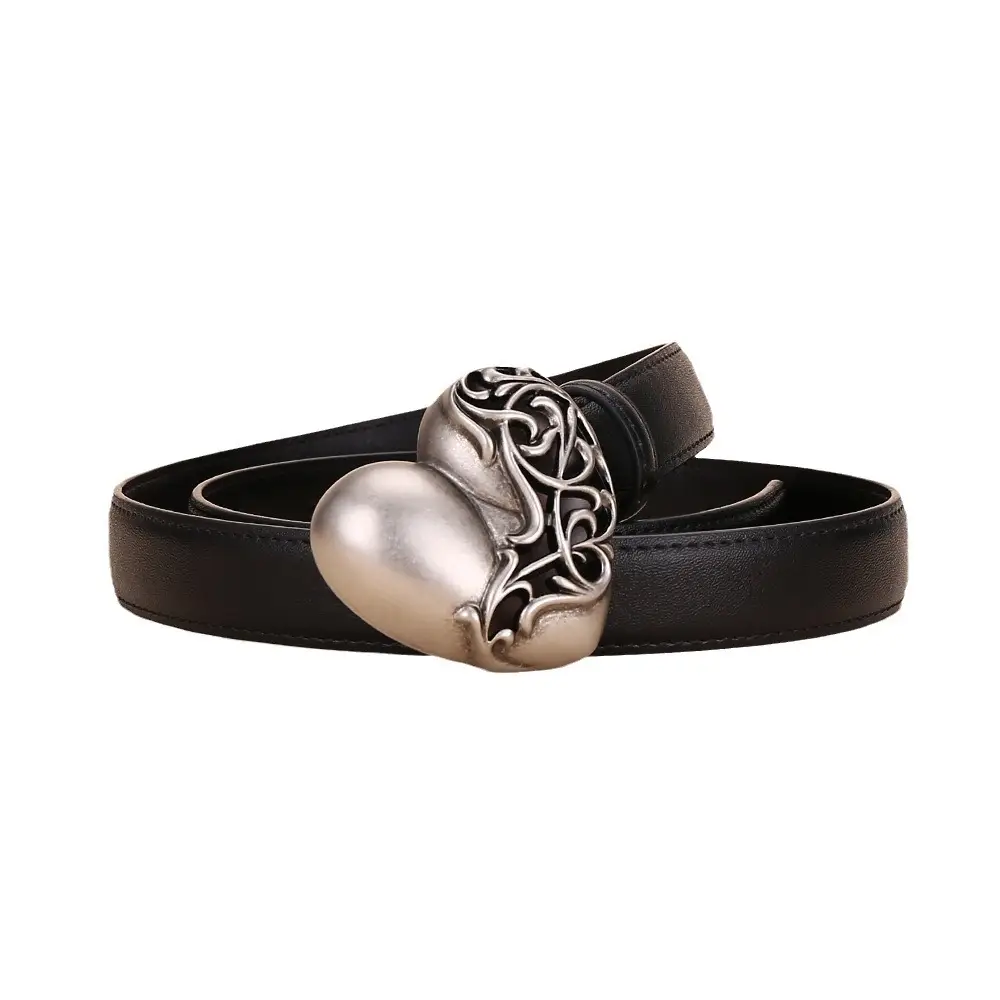 Women's Cowhide Belt with Silver Buckle 24cm - Image 9