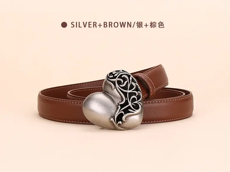 Women's Cowhide Belt with Silver Buckle 24cm — feature 10