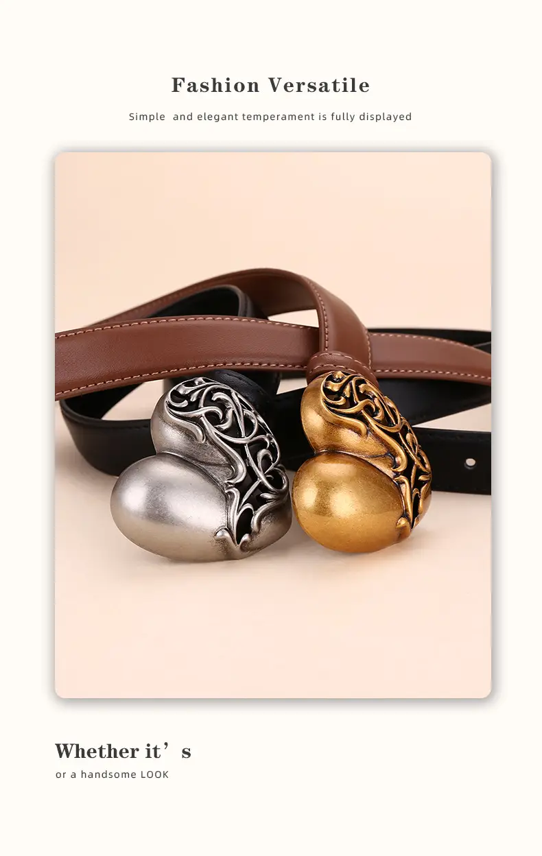 Women's Cowhide Belt with Silver Buckle 24cm — feature 12